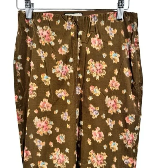 Tuckernuck NEW Brown Hazel Bouquet Corduroy Ashford Straight Leg Pant Size M